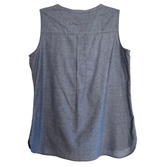 Croft & Barrow Womens Sz L Boho Floral Blue Cotton Embroidered Sleeveless Top - Picture 8 of 8